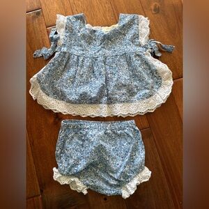 Blue Floral Kids Casual Dress Set
